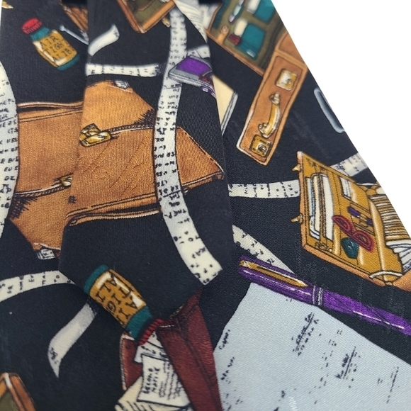 Nicole Miller | Men’s Vintage Working Man's Silk Briefcase Themed Tie (One Size) - Picture 3 of 11